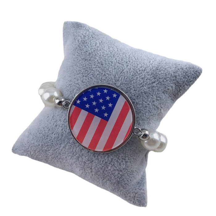 Wholesale 4th of July Independence Day American Flag Alloy Necklace Bracelet Keychain Set MOQ≥2 JDC-BT-ZhiY001