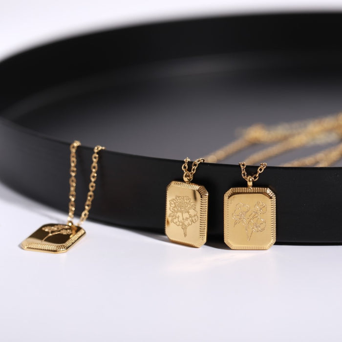 Jewelry WholesaleWholesale Flower Pendant Stainless Steel Gold Plated Necklace JDC-NE-Jif053 Necklaces 集沣 %variant_option1% %variant_option2% %variant_option3%  Factory Price JoyasDeChina Joyas De China