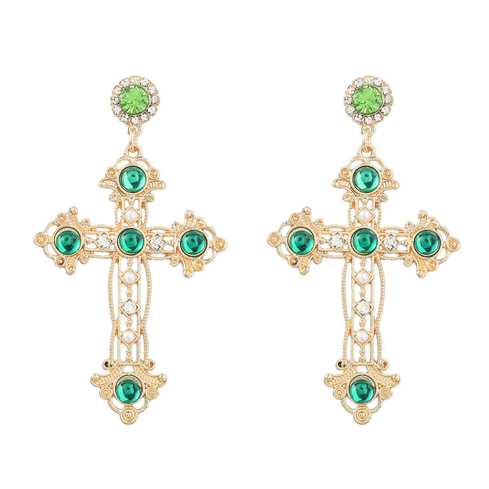 Wholesale Alloy Cross Earrings Bohemian Ethnic Style JDC-ES-jiul005