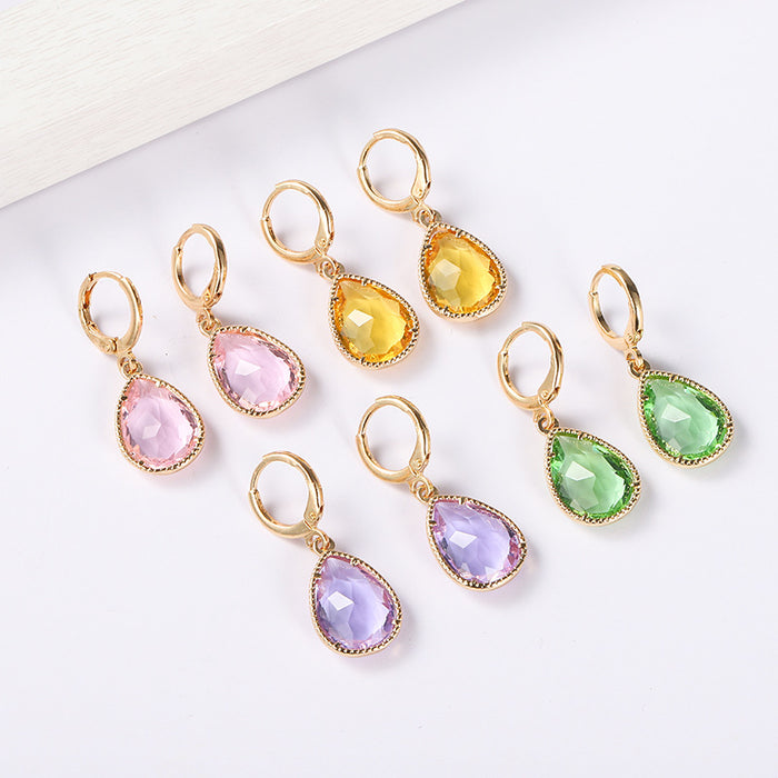 Wholesale Crystal Copper Rare Earth Glass Water Drop Earrings MOQ≥2 JDC-ES-Yongz003