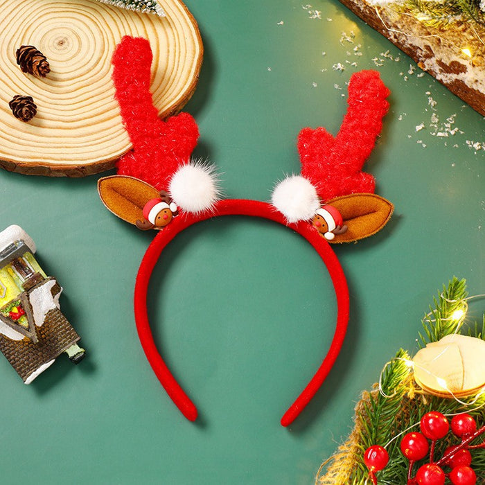 Wholesale Headband Mixed Material Cute Elk Christmas JDC-HD-RUID001