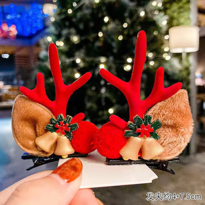 Wholesale Christmas Headwear Rabbit Ears Antlers New Year Hairpins Girls Hats Hairpins Children's Hair JDC-HD-tengZ001