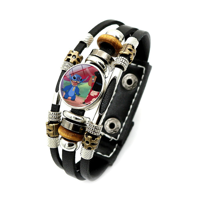 Wholesale Cartoon Alloy Glass Leather Cord Bracelet (M) JDC-BT-XuS007