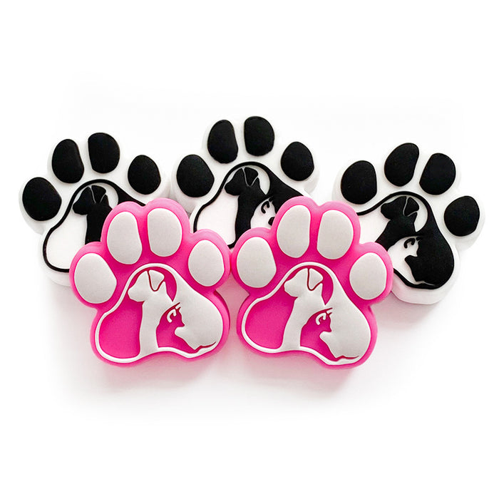 Wholesale 10PCS Creative Dog Paw Print Silicone Beads JDC-BDS-WDX055