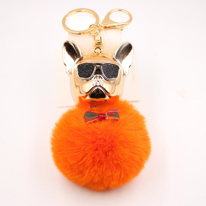 Jewelry WholesaleWholesale French Bulldog Alloy Faux Hair PVC Hairball Pom Pom  Keychain JDC-KC-Zuge017 Keychains 祖格 %variant_option1% %variant_option2% %variant_option3%  Factory Price JoyasDeChina Joyas De China