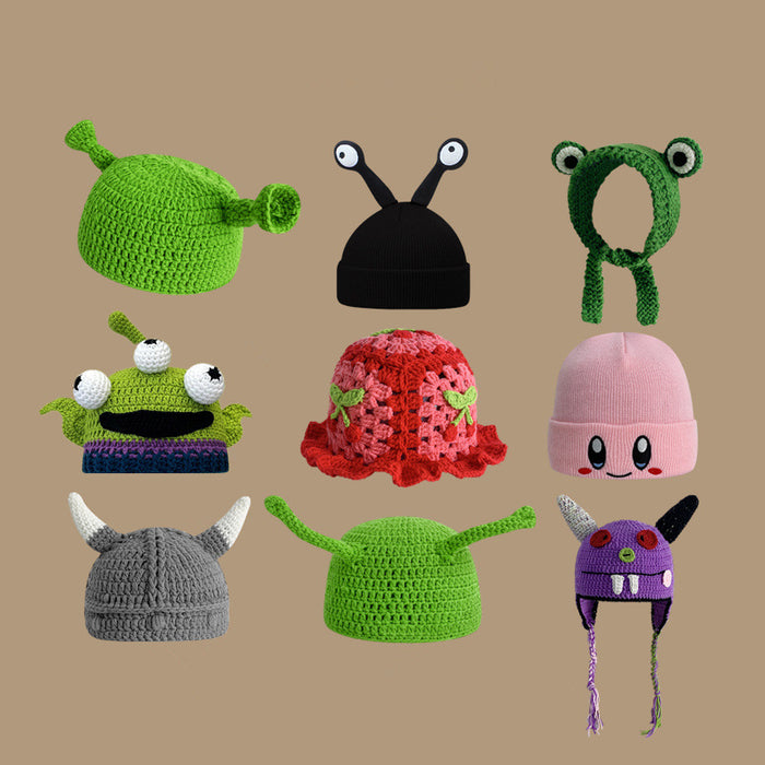 Wholesale Hat Wool Cute Funny Green Monster Knitted Hat JDC-FH-MKai001