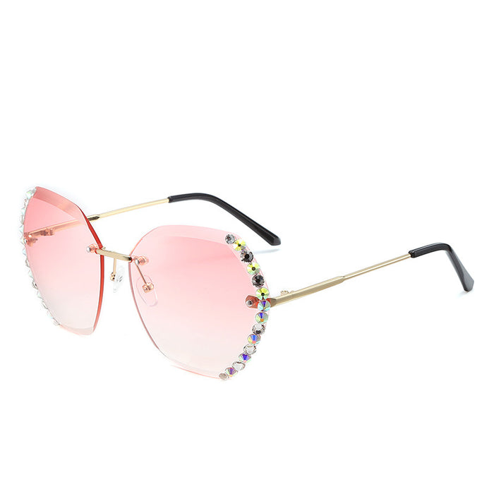 Wholesale Vintage Frameless Cut Edge Diamond Fashion Sunglasse JDC-SG-BoL009