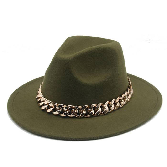 Jewelry WholesaleWholesale Gold Necklace Felt Hat Flat Brim Big Brim Jazz Wool Top Hat JDC-FH-Guanchuan001 Fashionhat 冠川 %variant_option1% %variant_option2% %variant_option3%  Factory Price JoyasDeChina Joyas De China