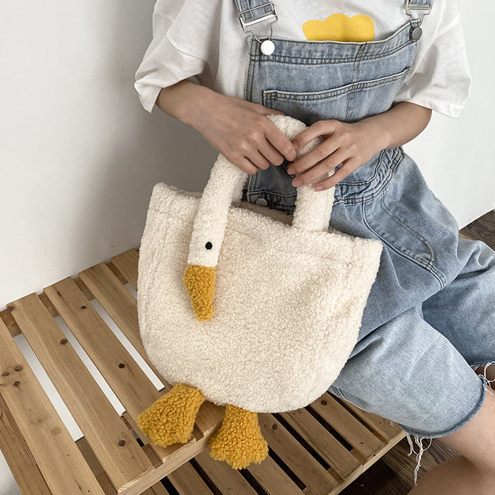 Wholesale Shoulder Bag Faux Lamb Fleece Cute Plush Goose Adjustable Messenger Bag JDC-SD-Buyu001