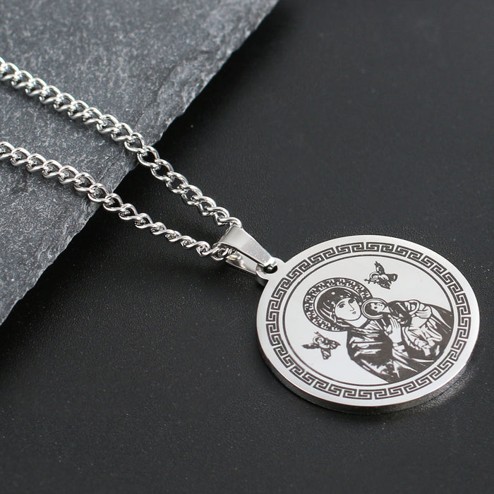 Wholesale Stainless Steel Religious Catholic Virgin Mary Round Long Necklace JDC-NE-DY002