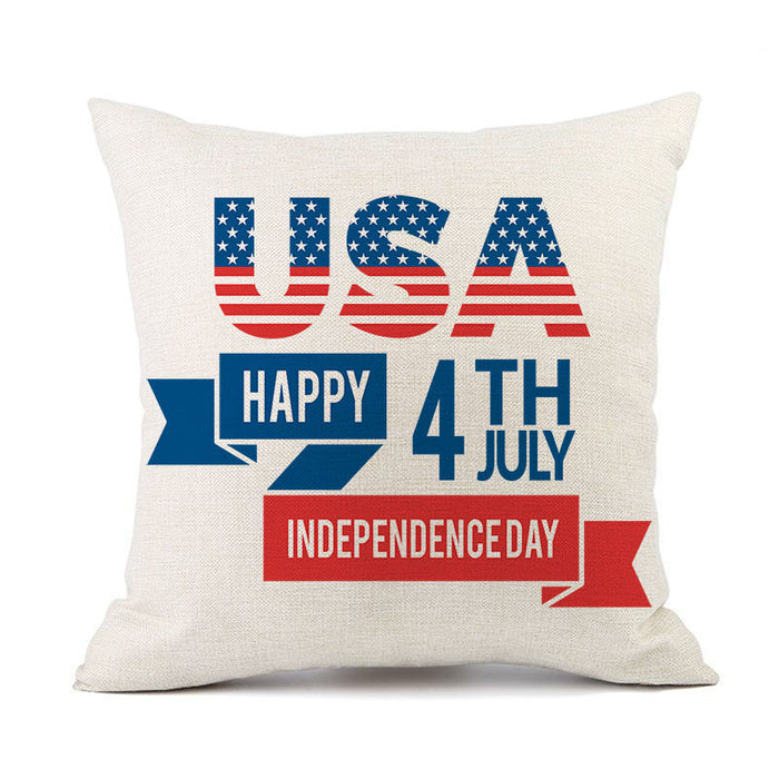 Wholesale 4th of July Independence Day Linen Pillowcase MOQ≥2 JDC-PW-OuH006