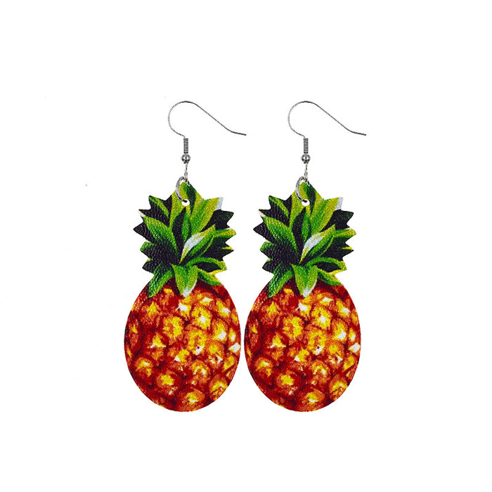 Jewelry WholesaleWholesale Hawaiian Fruit Pineapple Watermelon Lemon Cherry PU Leather Earrings MOQ≥2 JDC-ES-Chengy015 Earrings Chengy %variant_option1% %variant_option2% %variant_option3%  Factory Price JoyasDeChina Joyas De China