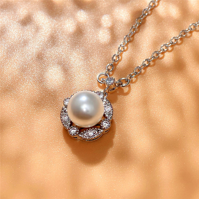 Wholesale Imitation Pearl Pendant Clavicle Chain MOQ≥2 JDC-NE-CaoS034