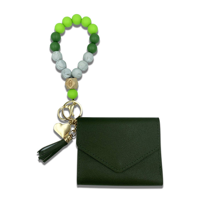 Wholesale Beaded Card Holder Silicone Keychain JDC-KC-DFL002