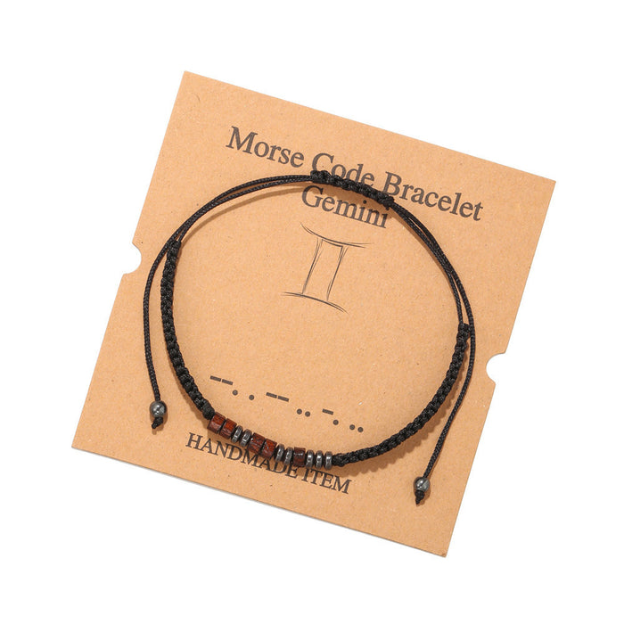 Jewelry WholesaleWholesale Black Iron Stone Wood Chip Morse Code 12 Constellation Bracelet JDC-BT-ZhuJ001 Bracelet 诛积 %variant_option1% %variant_option2% %variant_option3%  Factory Price JoyasDeChina Joyas De China