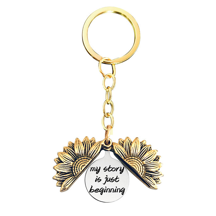 Jewelry WholesaleWholesale Sunflower Graduation Season Electroplated Metal Keychain JDC-KC-GangGu019 Keychains 钢古 %variant_option1% %variant_option2% %variant_option3%  Factory Price JoyasDeChina Joyas De China