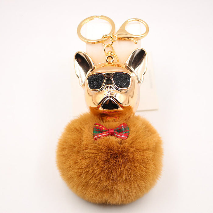 Jewelry WholesaleWholesale French Bulldog Alloy Faux Hair PVC Hairball Pom Pom  Keychain JDC-KC-Zuge017 Keychains 祖格 %variant_option1% %variant_option2% %variant_option3%  Factory Price JoyasDeChina Joyas De China