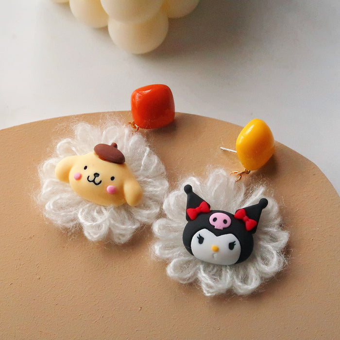 Wholesale Cartoon Cute Plush Flower Colorful Candy Earrings JDC-ES-XNWE001