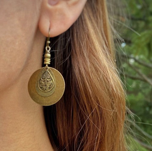 Wholesale Earrings Alloy Bohemian Vintage Circle Carving JDC-ES-MiaoQ003