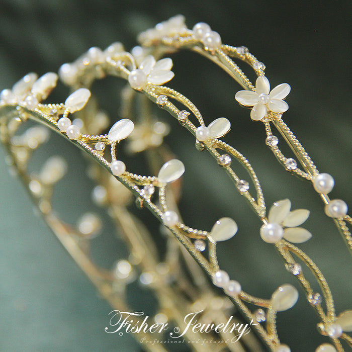 Wholesale Headband Rhinestone Imitation Pearl Opal Alloy JDC-HD-FSE002