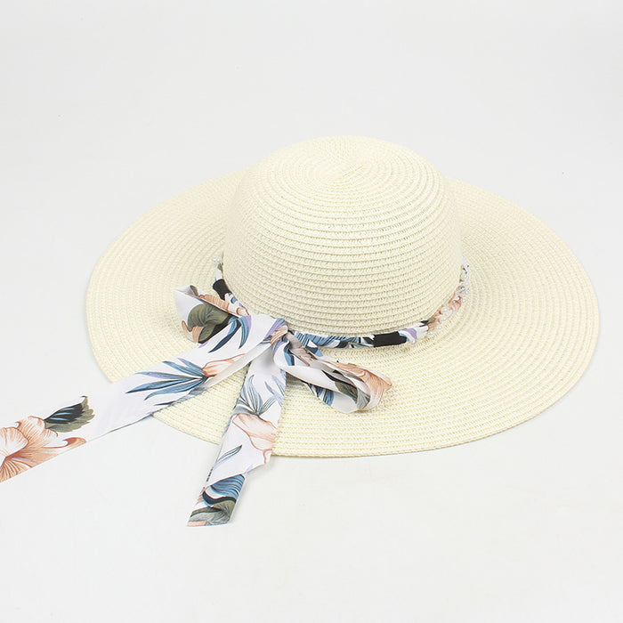 Jewelry WholesaleWholesale Printed Streamer Beach Sun Hat Straw Hat JDC-FH-JSYP001 Fashionhat 聚盛优品 %variant_option1% %variant_option2% %variant_option3%  Factory Price JoyasDeChina Joyas De China