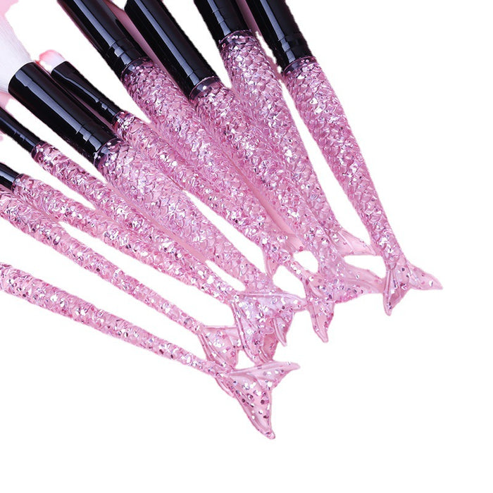 Wholesale Corrugated Silk Nylon Hair Glitter Mermaid Makeup Brush 10pcs/set JDC-MB-YiM006