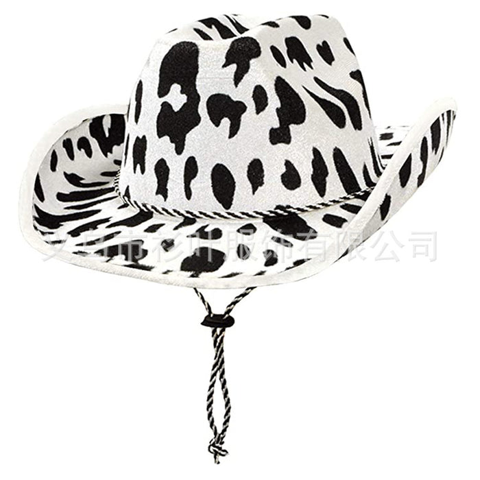 Wholesale Milk Print Cowboy Hat Sequin Black White MOQ≥2 JDC-FH-ShanY001