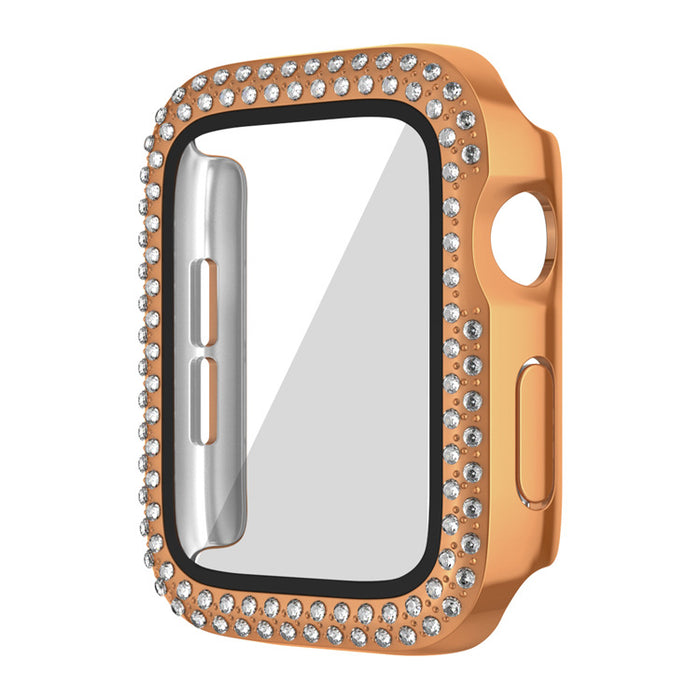 Wholesale Watch Case PC Double Row Flash Diamond Belt Film iWatch Protective Cases MOQ≥2 JDC-WD-KuYue001