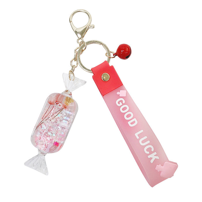 Wholesale creative candy immortal flower into oil acrylic floating keychain JDC-KC-FeiRun074