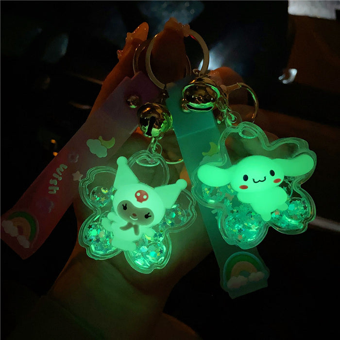 Wholesale Keychains PVC Acrylic Hardware Luminous Quicksand Bottle Cute Cartoon JDC-KC-TianC004