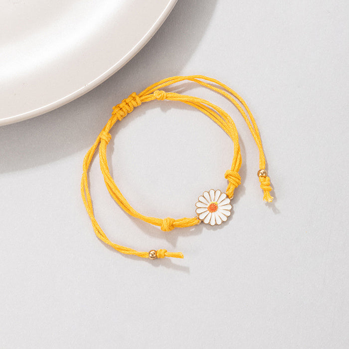 Jewelry WholesaleWholesale Yellow Braided Rope Small Daisy Flower Single Layer Anklet JDC-AS-C133 Anklet 陌茗 %variant_option1% %variant_option2% %variant_option3%  Factory Price JoyasDeChina Joyas De China