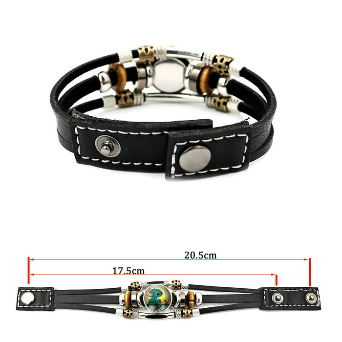 Jewelry WholesaleWholesale Cartoon Alloy Glass Leather Cord Bracelet (M) JDC-BT-XuS006 Bracelet 溆水 %variant_option1% %variant_option2% %variant_option3%  Factory Price JoyasDeChina Joyas De China