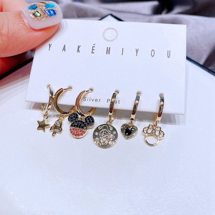 Wholesale Cartoon Zircon Copper Gold Plated Earrings Set (M) JDC-ES-MC026