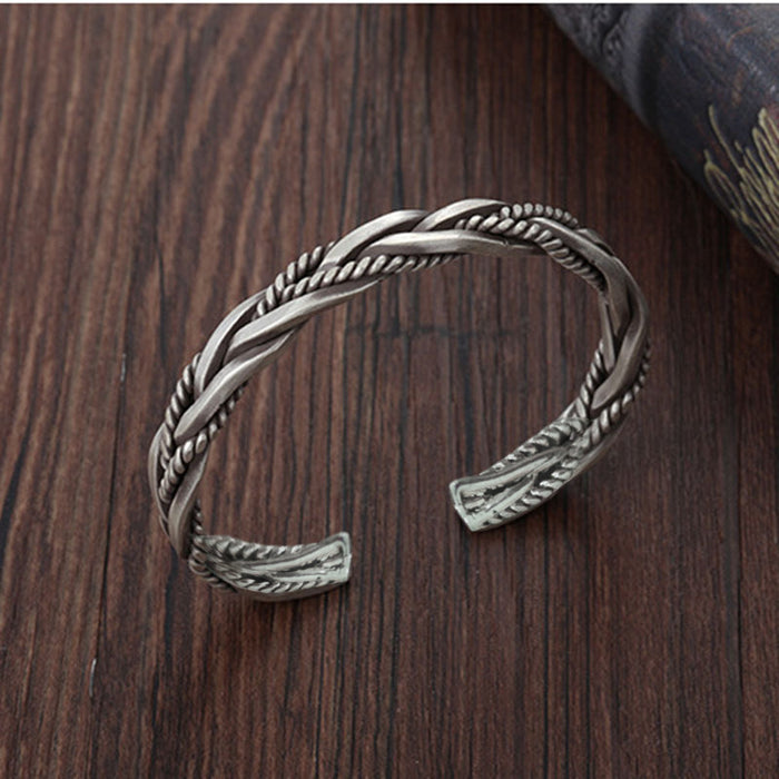 Wholesale Bracelets Alloy Braided Twist Retro Open Men JDC-BT-ZhongY001