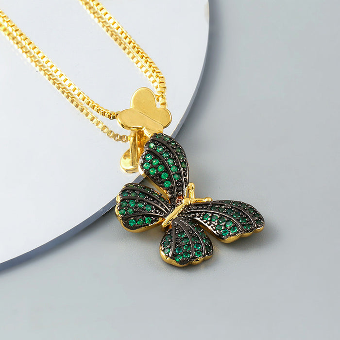 Jewelry WholesaleWholesale Gold Micro Inlaid Zircon Pendant European and American Style Butterfly Necklace JDC-NE-JingY003 Necklaces 循欧 %variant_option1% %variant_option2% %variant_option3%  Factory Price JoyasDeChina Joyas De China