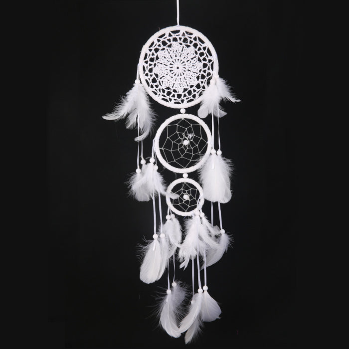 Wholesale Lace Feather Dreamcatcher Home Ornament Wind Chime MOQ≥2 JDC-DC-JunX019