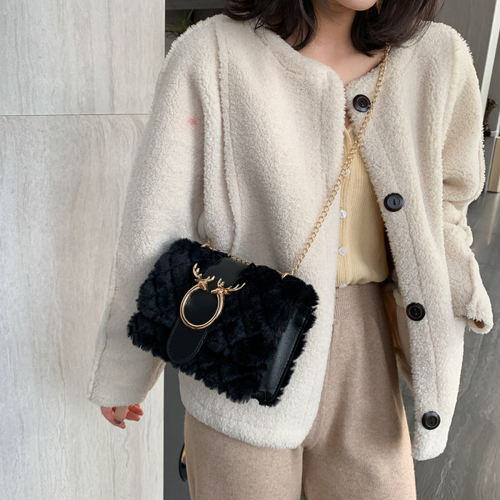 Jewelry WholesaleWholesale chain lamb Plush shoulder bag JDC-SD-Juyou001 Shoulder Bags 聚优品 %variant_option1% %variant_option2% %variant_option3%  Factory Price JoyasDeChina Joyas De China