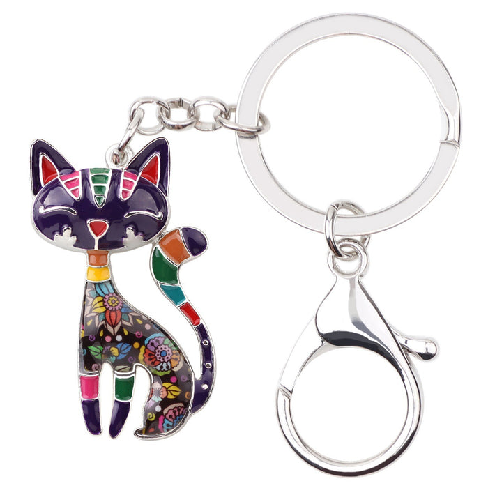 Wholesale Color Cat Keychain Alloy Keychain JDC-KC-HonS001