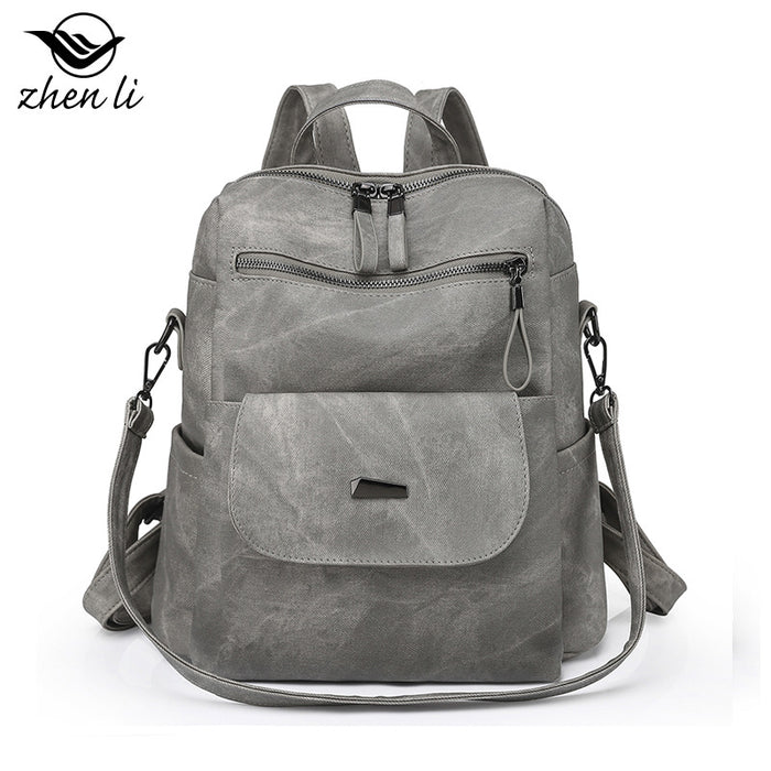 Wholesale Backpacks PU Solid Color Large Capacity JDC-BP-ZLD005