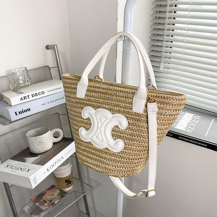 Wholesale corn husk woven one shoulder large capacity beach bag （F）JDC-BB-Bomei001