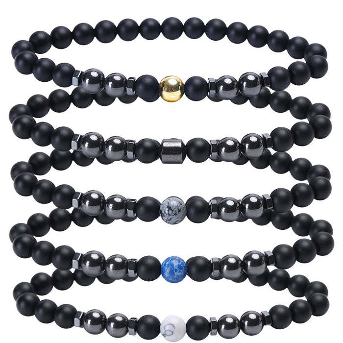 Wholesale Frosted Black Bead Magnet Anklet Retro Alabaster Color Stone Magnetic Anklet JDC-AS-JIai005