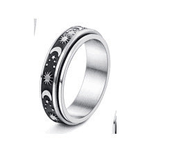 Jewelry WholesaleWholesale Titanium Steel Rotating Stars Moon Decompression Anti-Anxiety Ring JDC-RS-DingC001 Rings 顶潮 %variant_option1% %variant_option2% %variant_option3%  Factory Price JoyasDeChina Joyas De China