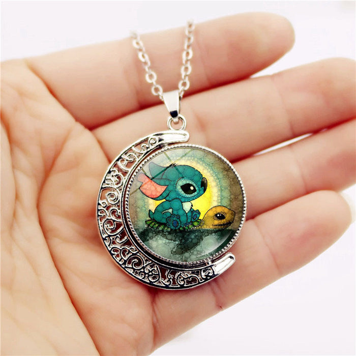 Wholesale Necklace Women's Versatile Explosive Double Sided Rotating Moon JDC-NE-JiaYun005