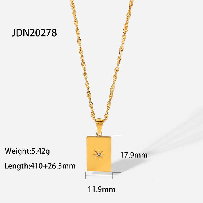 Wholesale Stainless Steel Necklace Fashion Personality Necklace Square Tarot Card Illustration JDC-NE-JD396