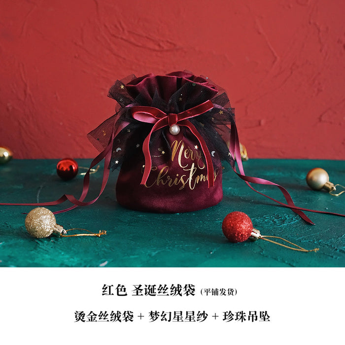 Wholesale Gift Bag Velvet Cloth Christmas Eve Drawstring Drawstring Apple Bag JDC-GB-Cunh001