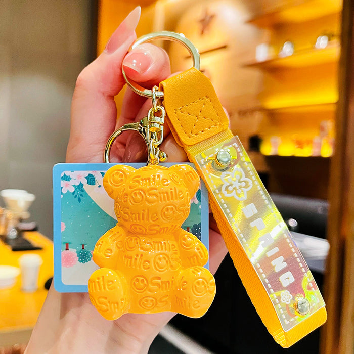 Wholesale Resin Alphabet Bear Keychain Cute Schoolbag Pendant JDC-KC-ManM025