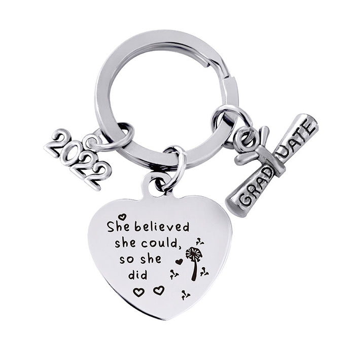 Jewelry WholesaleWholesale Stainless Steel Heart Shape Graduation Season Gift Metal Keychain JDC-KC-GangGu018 Keychains 钢古 %variant_option1% %variant_option2% %variant_option3%  Factory Price JoyasDeChina Joyas De China