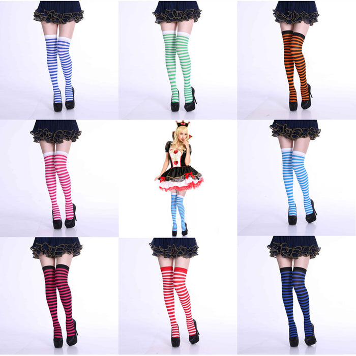 Wholesale Socks Polyester Halloween Cosplay Over Knee Striped Socks MOQ≥2 JDC-SK-Shuangniu002