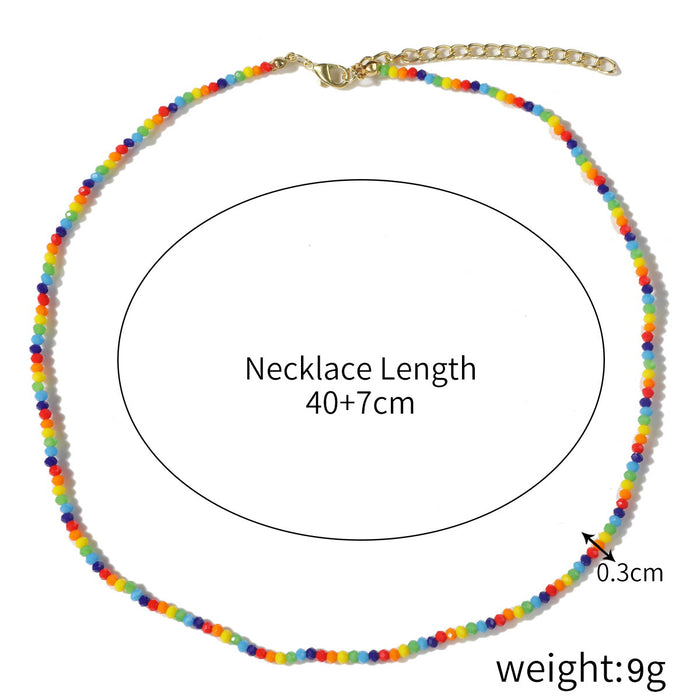 Wholesale Crystal Pendant Clavicle Chain Summer Color Rice Beads Crystal Pearl Necklace JDC-NE-JiaYi001