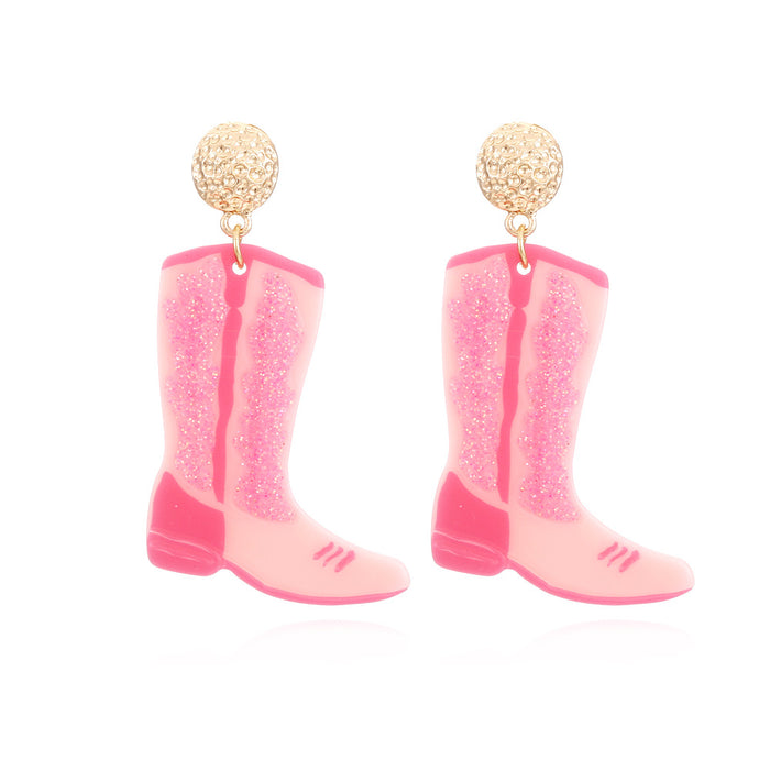 Wholesale Colorful Acrylic Cowboy Boots Earrings JDC-ES-ManY038